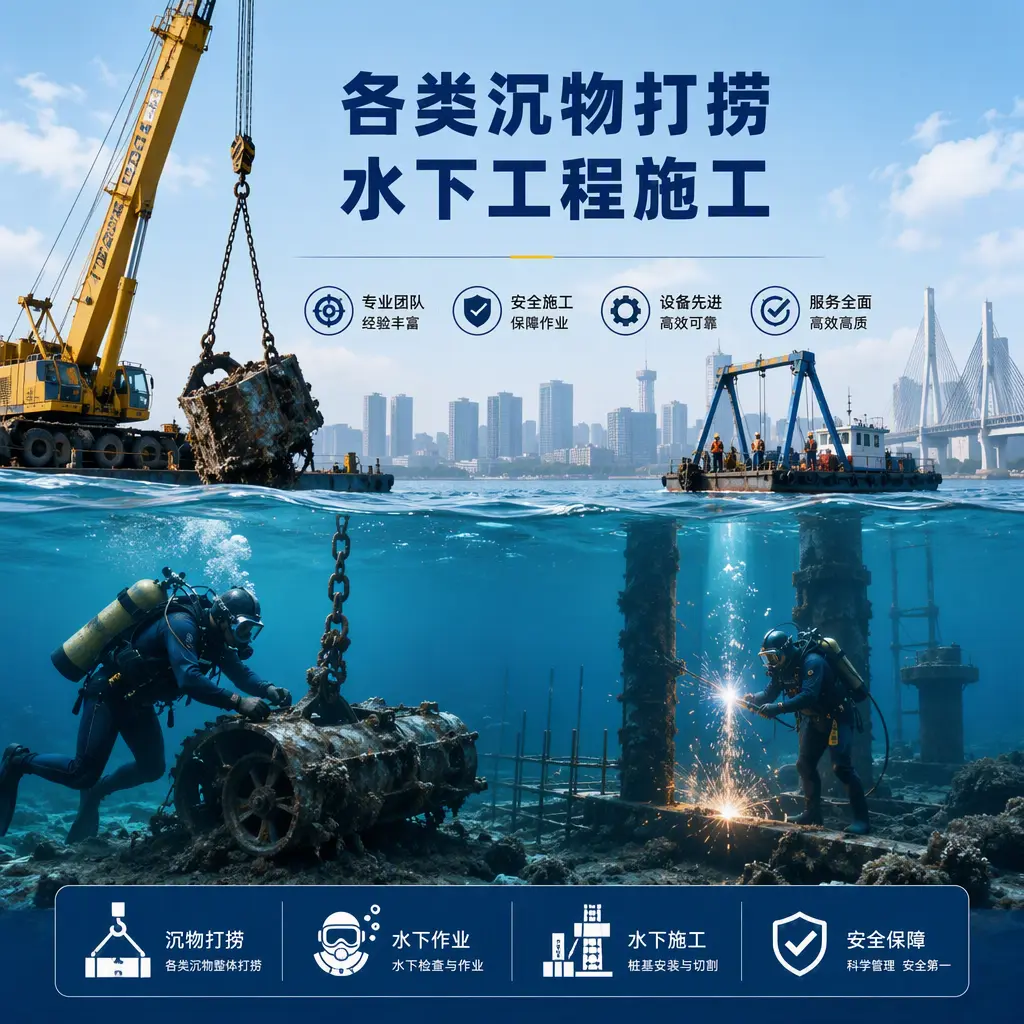巫山各类沉物打捞，水下工程施工